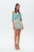 SLEEVE DETAILED BICOLOR MINI DRESS